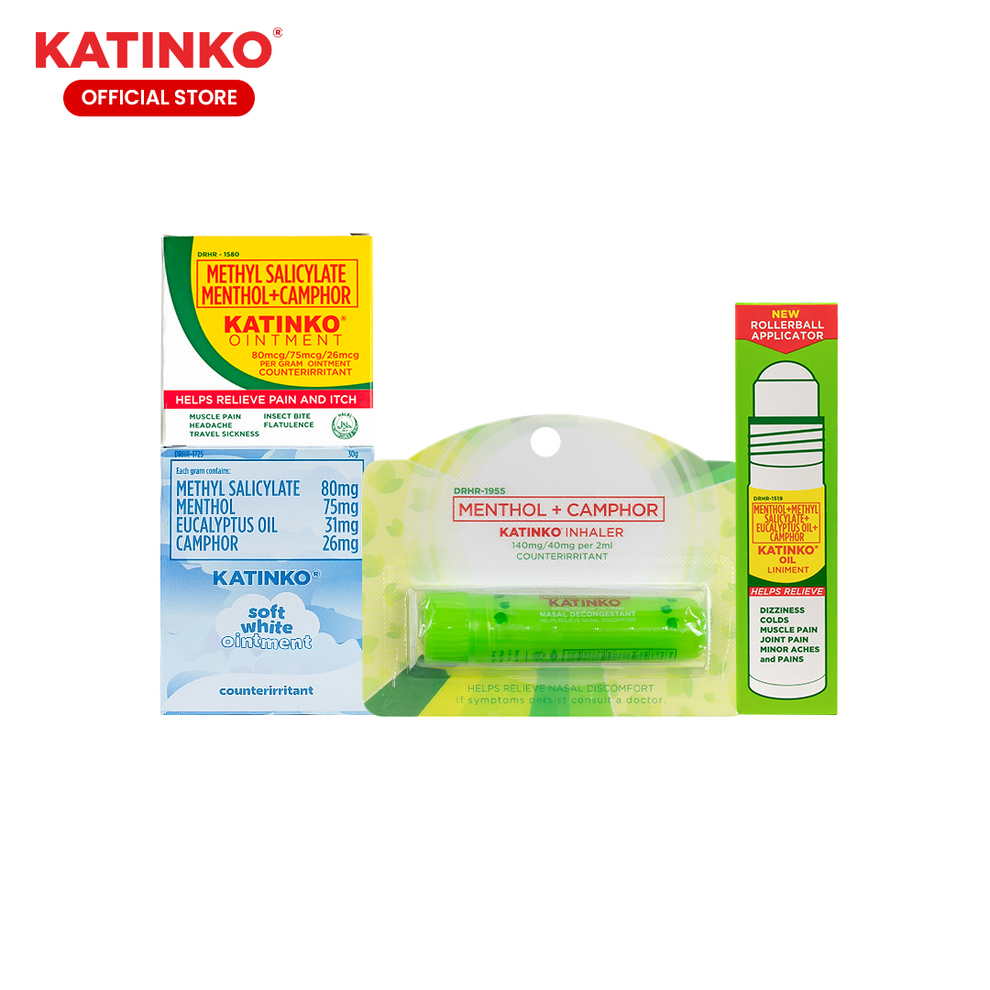 Kantiko Inhaler Katinko Mini Gift Set - Ointment 10g, Inhaler 2ml, Soft White 10g and